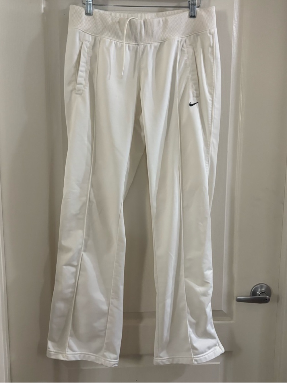Nike White Track Pants with Black Swoosh